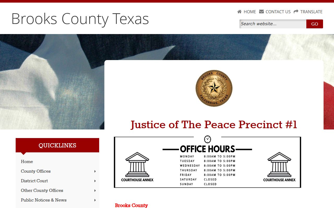 Current Brooks County Justice Court Precinct 1 page